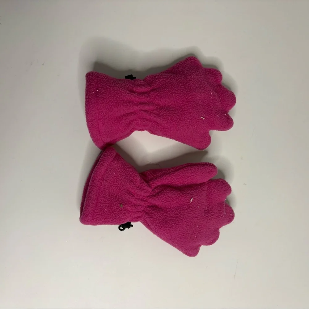Toddler Pink Fleece Paw Print Mittens